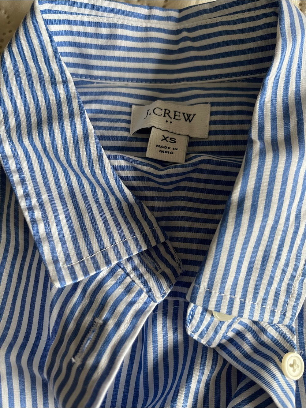 J. Crew Women’s Blue and White Striped Dress Shirt